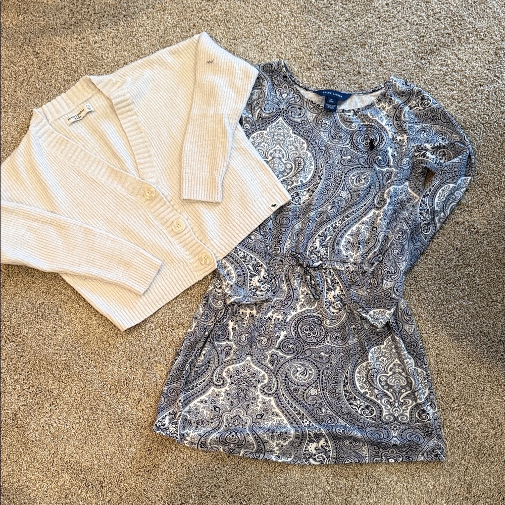 Ralph Lauren dress w Abercrombie cartigan sweater size 8